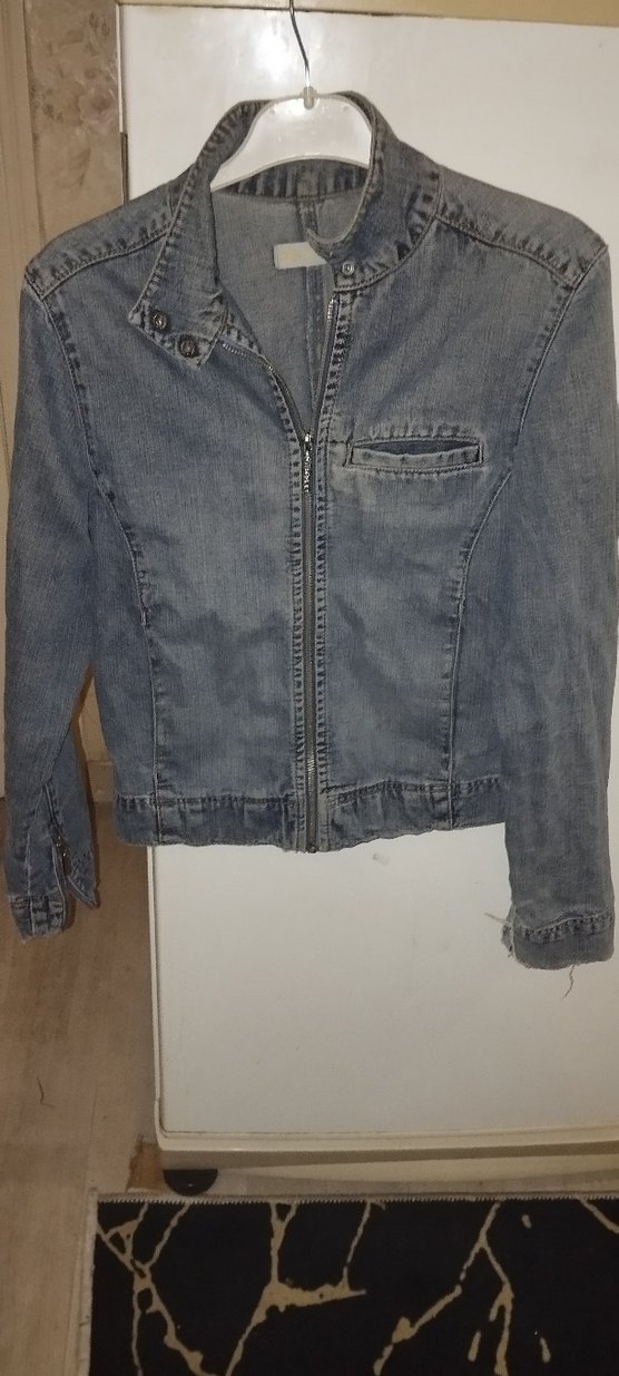 Gri Kadın Denim Ceket, Düğmeli, İnce Kesim - Görsel 5