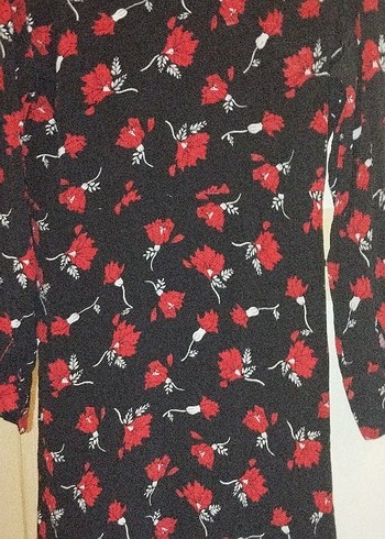 Çiçek Desenli Kırmızı Bohem Midi Elbise - Görsel 8