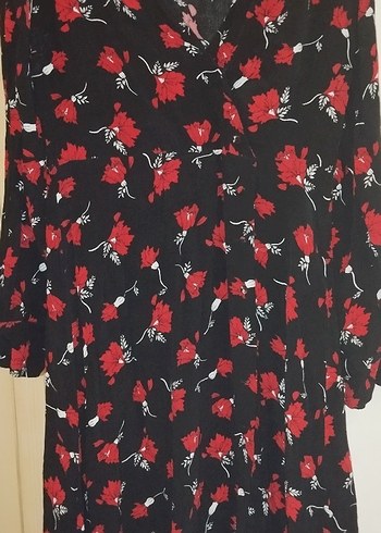 Çiçek Desenli Kırmızı Bohem Midi Elbise - Görsel 2