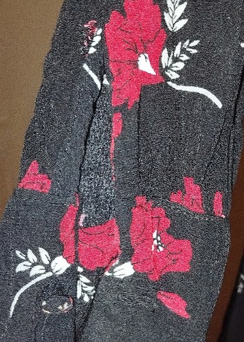 Çiçek Desenli Kırmızı Bohem Midi Elbise - Görsel 5