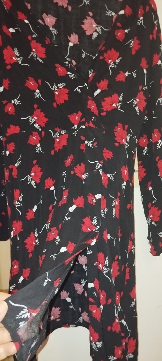 Çiçek Desenli Kırmızı Bohem Midi Elbise - Görsel 3