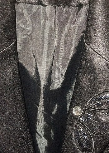 Yılan Desenli Siyah Deri Gotik Kadın Blazer - Görsel 4