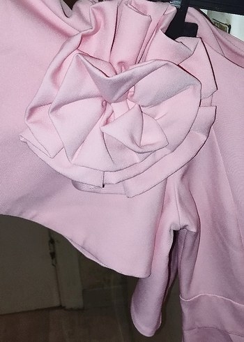 Pembe Midi Drapeli Straplez Elbise - Görsel 3