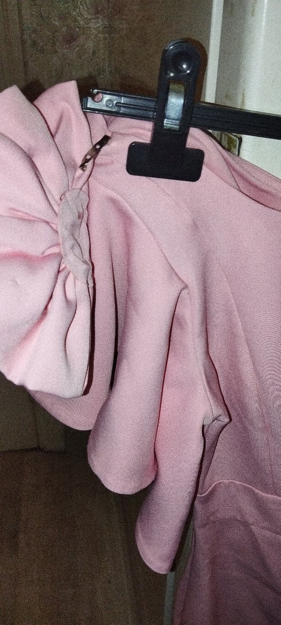 Pembe Midi Drapeli Straplez Elbise - Görsel 4