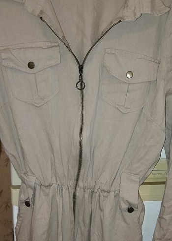 Kadın Bej Keten Uzun Tulum - Görsel 4