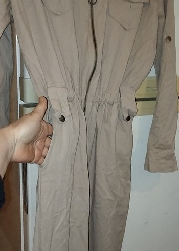 Kadın Bej Keten Uzun Tulum - Görsel 3