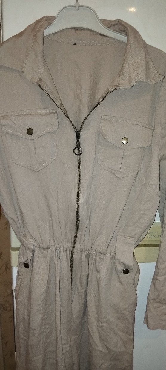 Kadın Bej Keten Uzun Tulum - Görsel 4