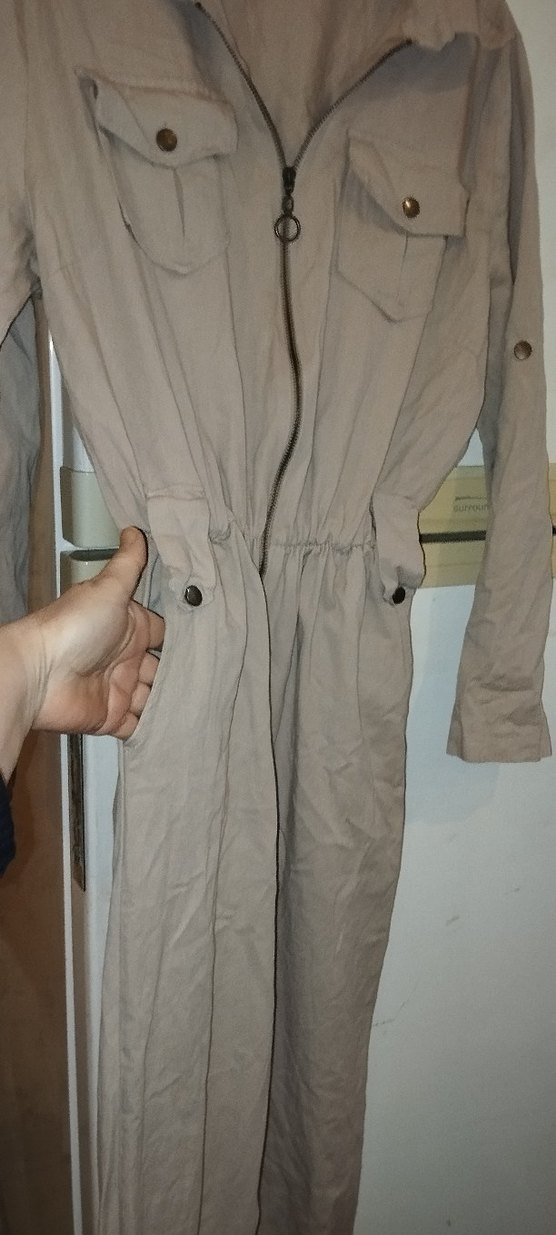 Kadın Bej Keten Uzun Tulum - Görsel 3