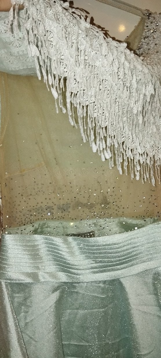 Bej Uzun Saten Dökümlü Bohem Etek - Görsel 3