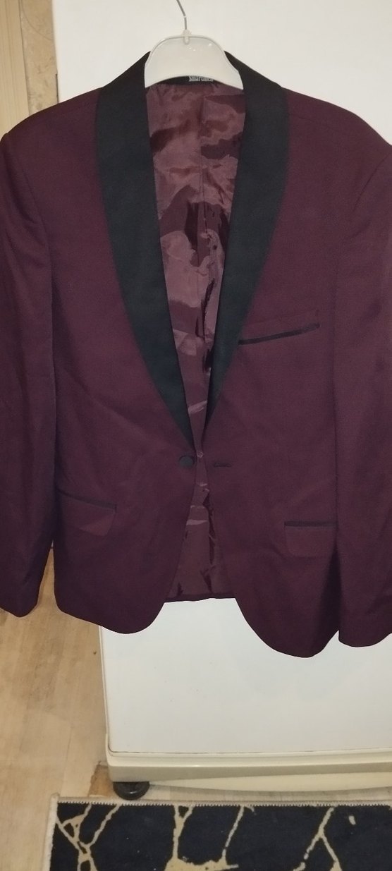 Bordo Erkek Takım Elbise, Klasik Kesim, Düğmeli - Görsel 2