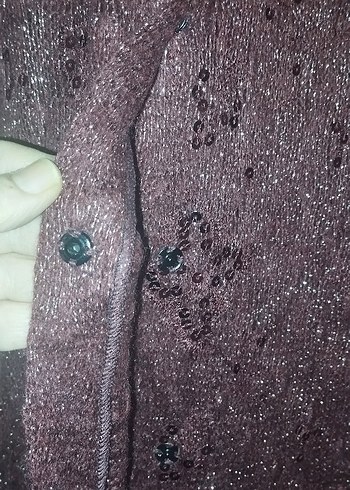 Kahverengi Simli Uzun Kollu Uzun Elbise - Görsel 3