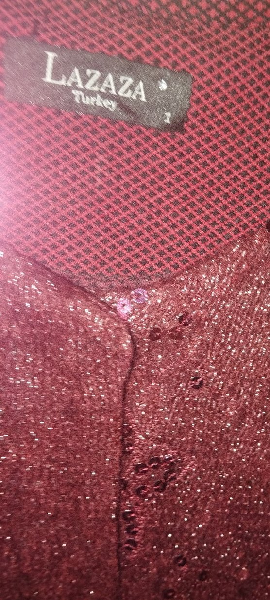 Kahverengi Simli Uzun Kollu Uzun Elbise - Görsel 5