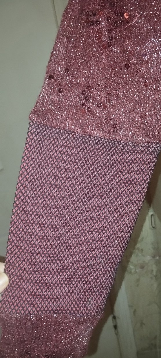 Kahverengi Simli Uzun Kollu Uzun Elbise - Görsel 4