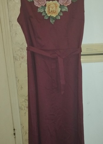 Gri Keten Kısa Kollu Fermuarlı Kadın elbise - Görsel 5