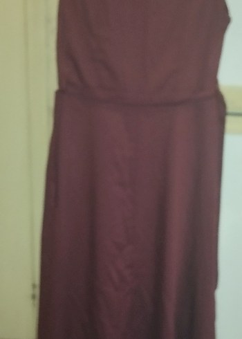 Gri Keten Kısa Kollu Fermuarlı Kadın elbise - Görsel 4