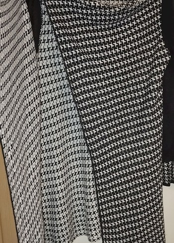 Kadın Siyah Desenli Uzun Triko Kaban - Görsel 3