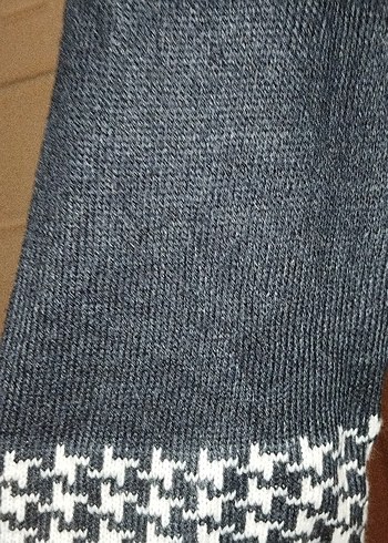 Kadın Siyah Desenli Uzun Triko Kaban - Görsel 5