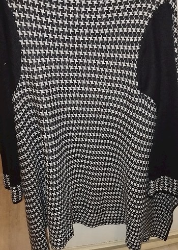 Kadın Siyah Desenli Uzun Triko Kaban - Görsel 6