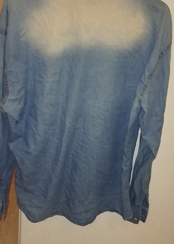 xl Beden mavi Renk Mavi Düğmeli Denim Erkek Gömlek
