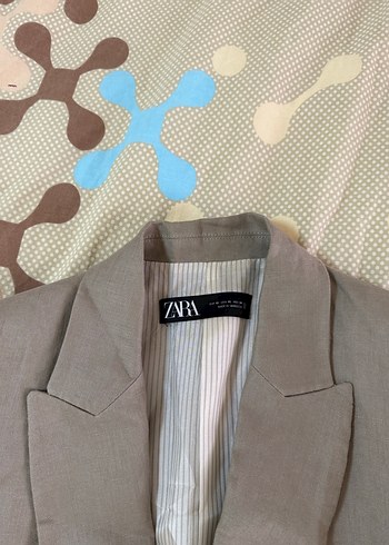 Zara Bej Kadın Keten Uzun Blazer Ceket