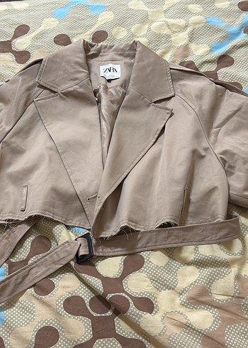 m Beden camel Renk Bej Midi Keten Trençkot Düğmeli Strappy Kol