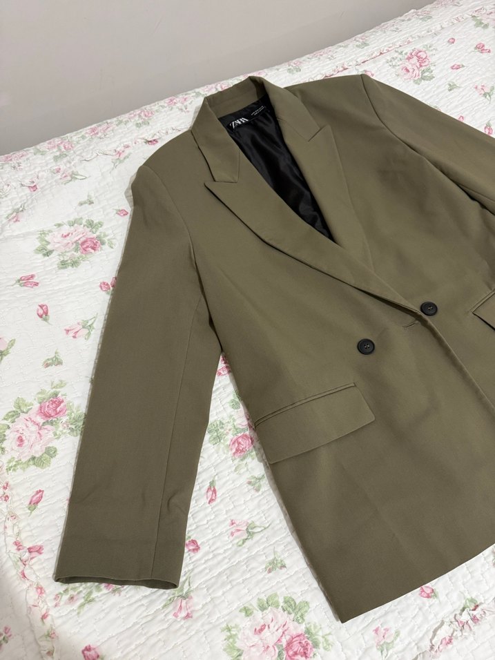 Bej Kadın Düğmeli Ofis Blazeri - Görsel 2