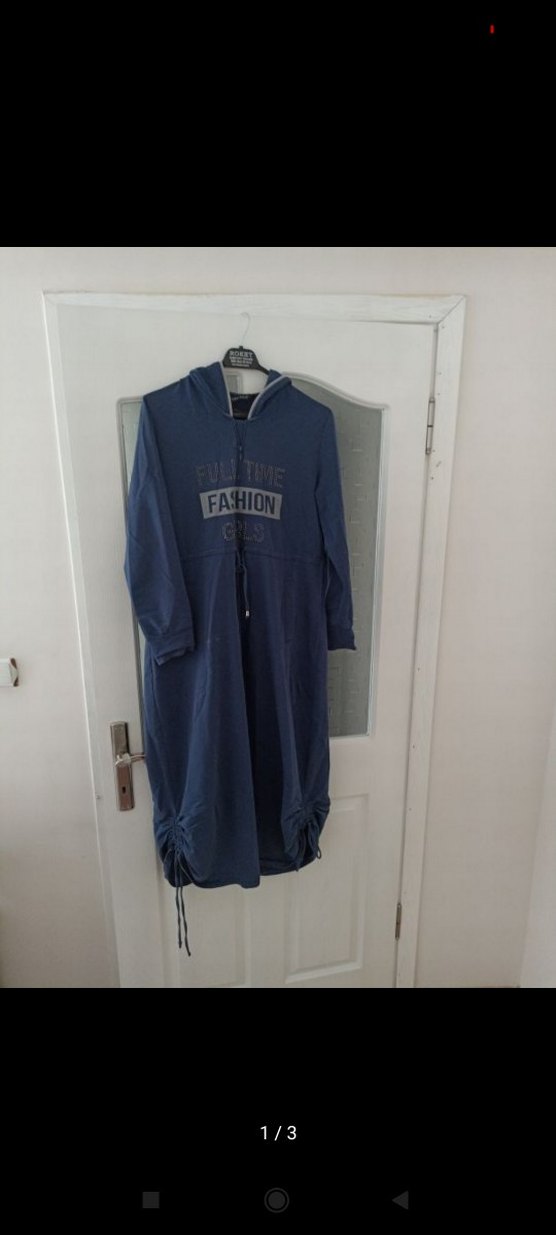 Lacivert Kadın Uzun Keten Tunik - Görsel 3