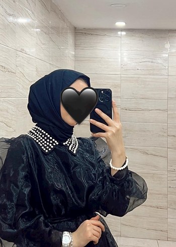 Uzun Siyah Organze kumaş  Kadın abiye - Görsel 4