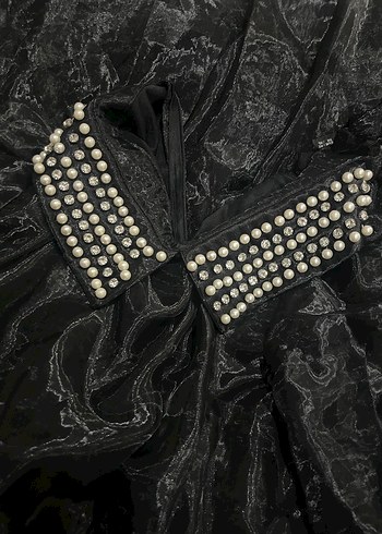 Uzun Siyah Organze kumaş  Kadın abiye - Görsel 10