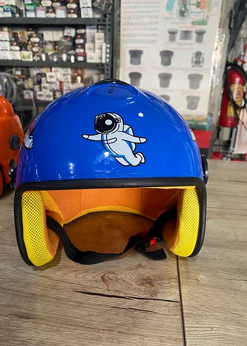 Renkli Baskılı Mavi Seramik Motosiklet Kaskı - Görsel 2