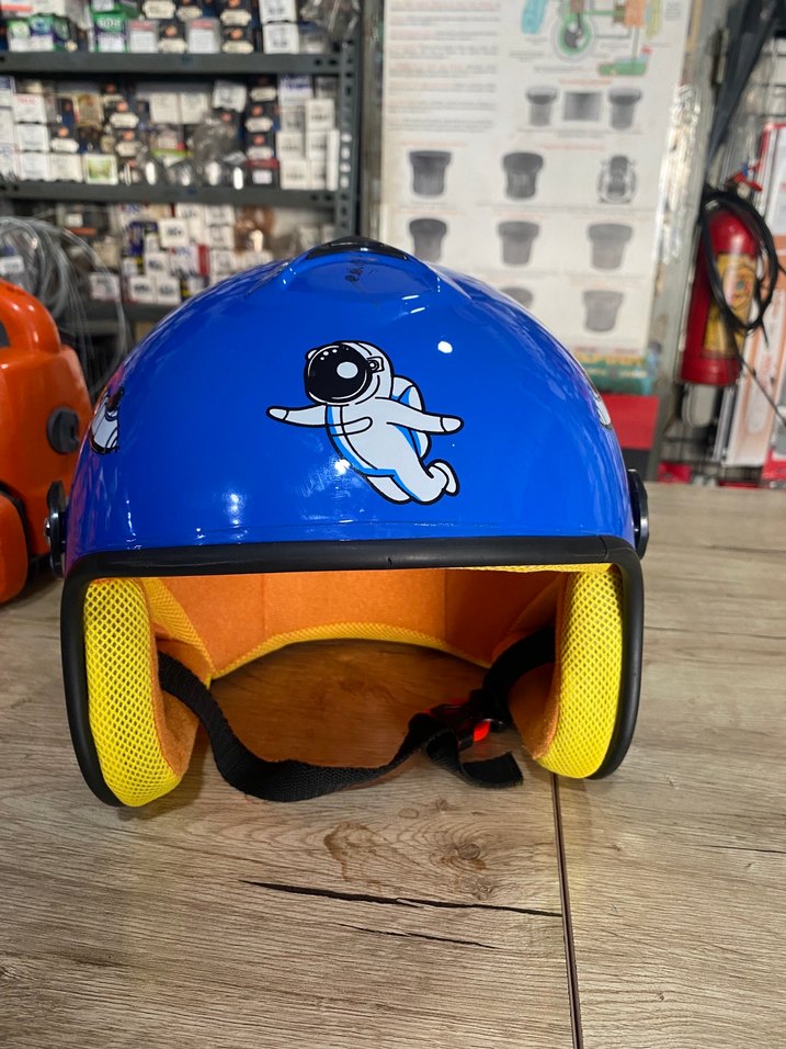 Renkli Baskılı Mavi Seramik Motosiklet Kaskı - Görsel 2