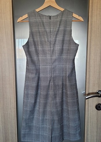 Polo Garage Gri Ekose Desenli Kolsuz Midi Elbise - Görsel 2