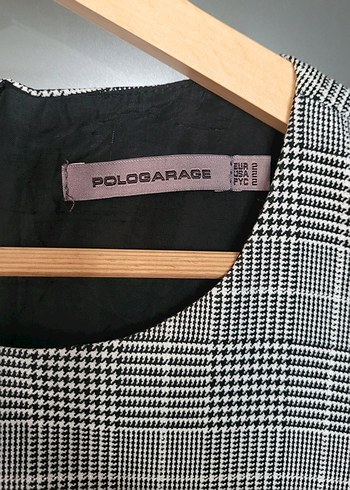 Polo Garage Gri Ekose Desenli Kolsuz Midi Elbise - Görsel 3