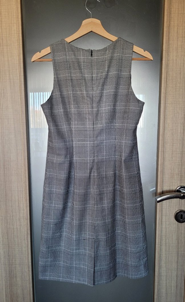 Polo Garage Gri Ekose Desenli Kolsuz Midi Elbise - Görsel 2