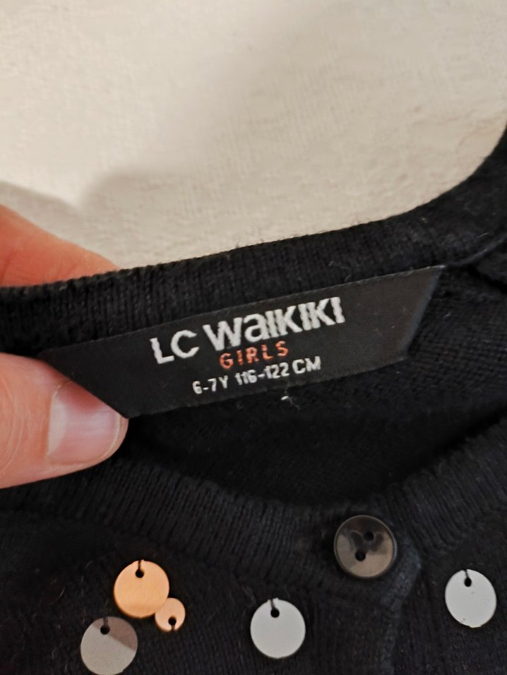 Kız Çocuk Siyah Uzun Kollu Düğmeli Bolero - Görsel 3