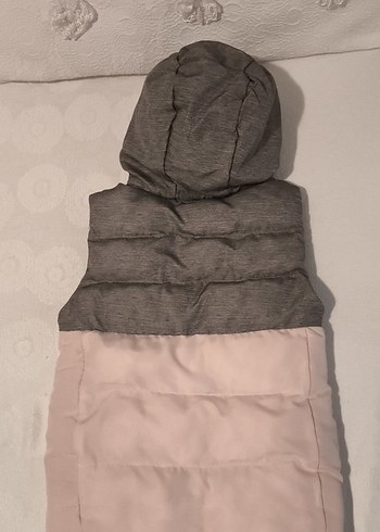 Kız Çocuk Kapüşonlu Gri Pembe Yelek - Görsel 2