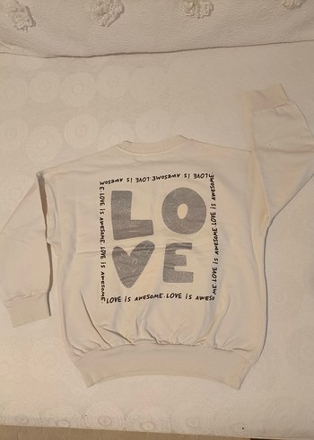 Kız Çocuk Bej Pamuklu Uzun Kollu Sweatshirt - Görsel 2