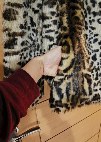 Leopar Desenli Kadın Suni Kürk Ceket - Görsel 5