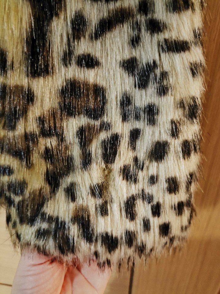 Leopar Desenli Kadın Suni Kürk Ceket - Görsel 4