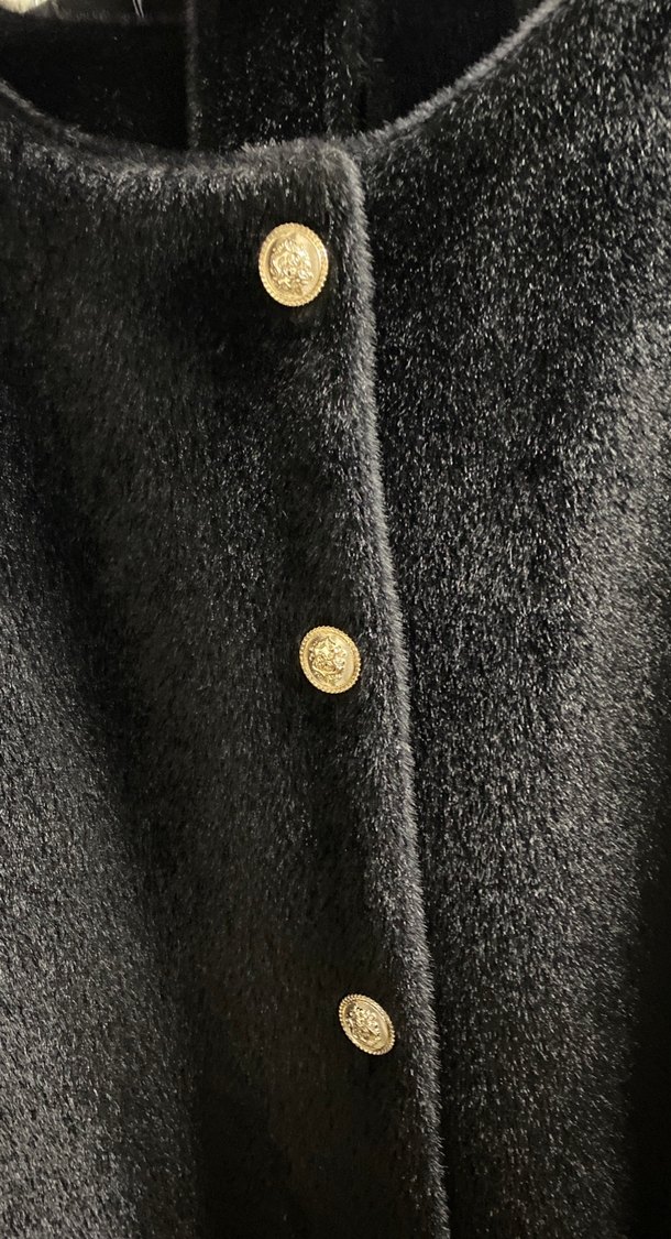 Düğmeli Kadın Midi Mavi Kaban - Görsel 3