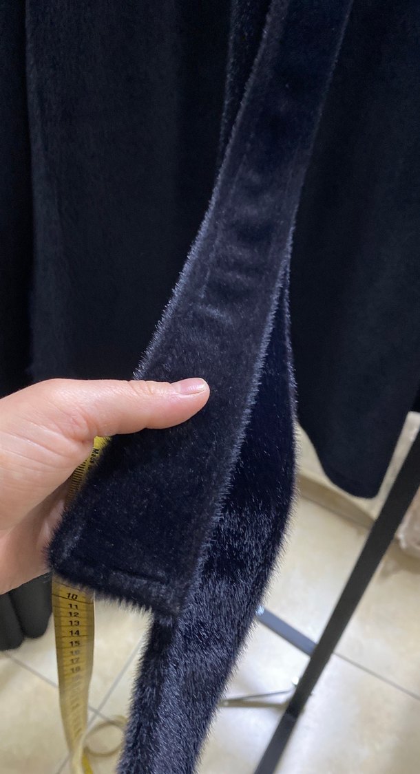 Düğmeli Kadın Midi Mavi Kaban - Görsel 4