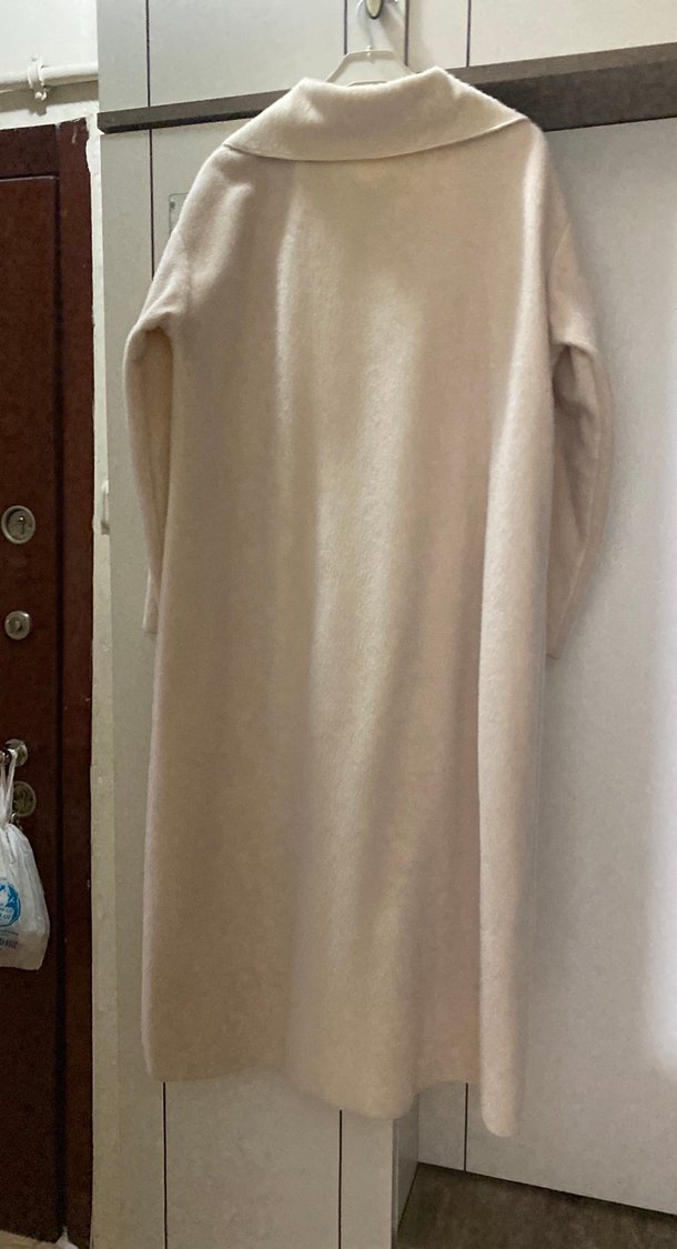 Bej Uzun Kaban Büyük Yaka Detaylı - Görsel 5