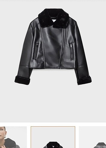 Stradivarius çift taraflı suni biker ceket