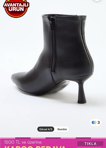 Siyah Deri Stiletto Topuklu Kadın Bot - Görsel 2