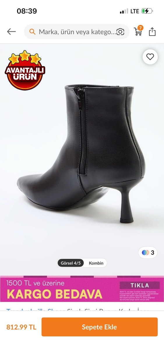 Siyah Deri Stiletto Topuklu Kadın Bot - Görsel 2