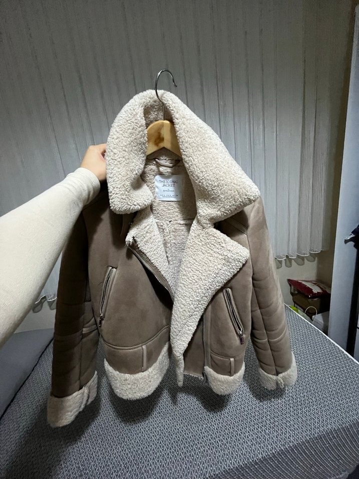 Kürk Detaylı Bej Süet Kadın Ceket - Görsel 2