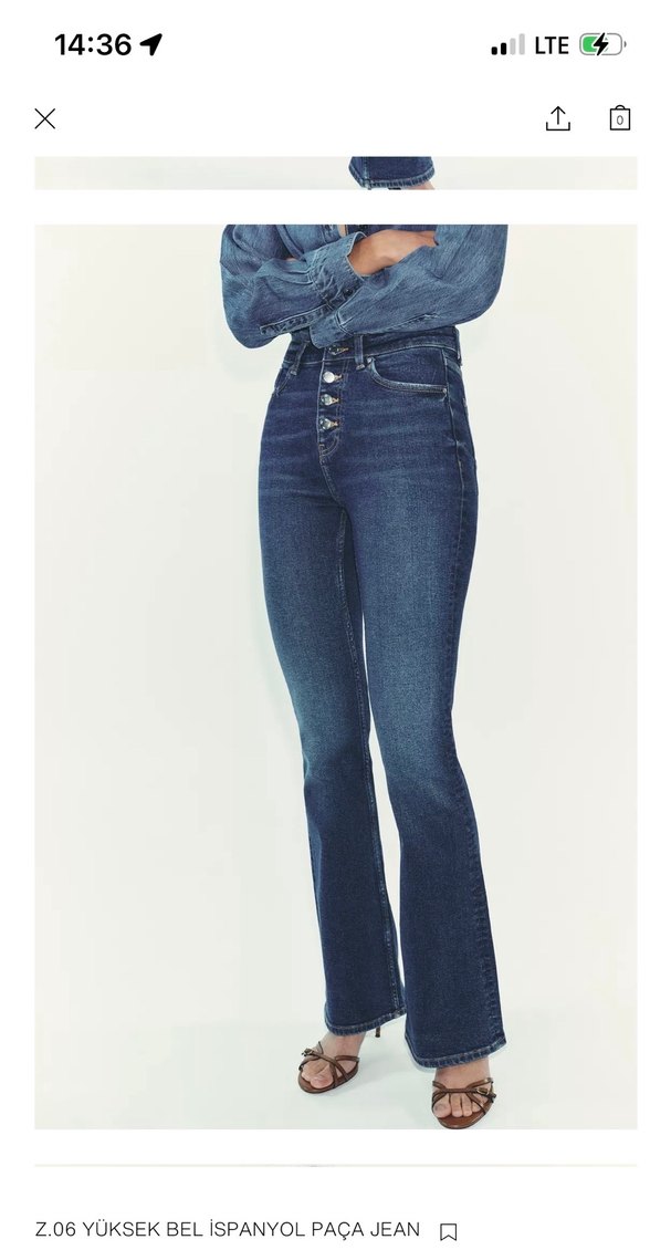 Düğmeli Mavi Midi Denim Pantolon - Görsel 2