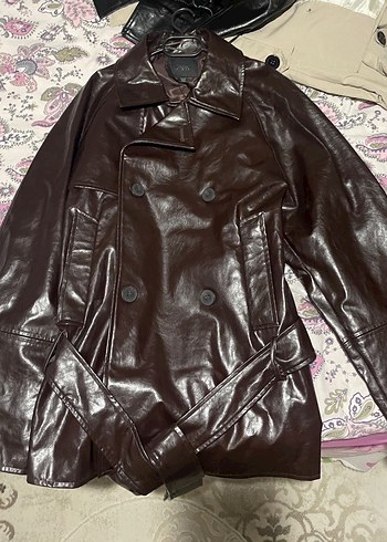 Zara suni deri trençkot | Gardrops