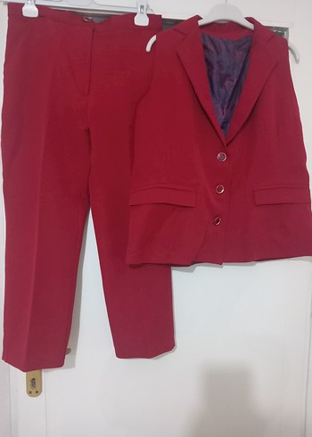 Bordo Kolsuz Mini Blazer ve Pantolon Takım - Görsel 2