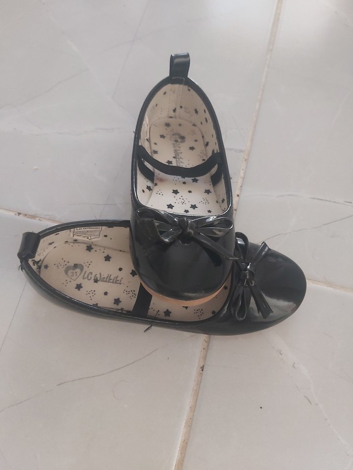 Kız Çocuk Siyah Rugan Babet Ayakkabı - Görsel 4